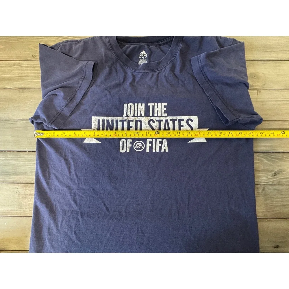 Vintage 2012 EA Sports Adidas United States Of FIFA Promo Shirt Navy Blue Lay
